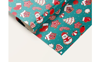 Бумага упаковочная новогодняя "Имбирные пряники" 70*100см  10шт в уп (цена за 1 лист) УБ-6502