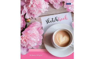 Скетчбук А5  80л "Нежные пионы" гребень тв.обл 100г/м² 80Тт5Агрз_31549 087771 Хатбер