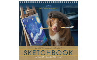 Скетчбук А4  40л "Художник по имени Гав" гребень бел100г/м²+ краф160г/м² 40Б4Агр_28493 087273 Хатбер