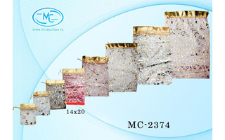 Мешок из органзы 14*20 Золотистый рисунок МС-2374 Basir
