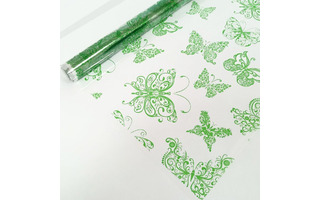 Пленка в рул  72см 7,5м Цветная.Бабочки зеленые 40мкм 200гр 32881ПУ