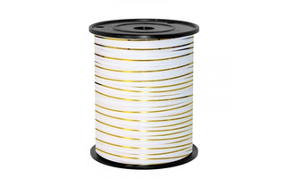 Лента цветная 0,5*250 с золот. полосой белая ТДМ59531