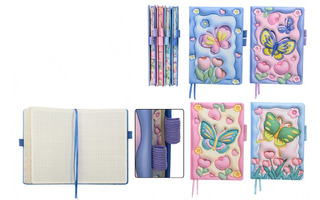 Записная книжка А5   80л "Бабочки.3D" 21*14см 2 резинки для ручек тв.переплет клетка МС-7388 Basir