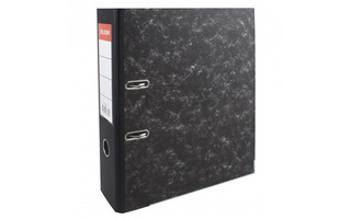 Папка-регистратор 75мм "Klerk" мрамор черная карман нижн.металл.кант 200026-19