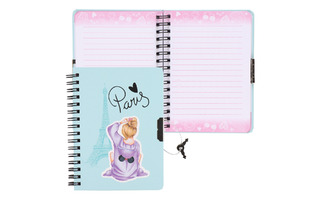 Блокнот "Париж" 14*10см с замком тв.обл. на спирали 60л линия 241028 (5242) Кокос