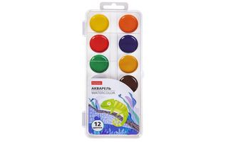 Краски  акв 12 цв "Hatber.COLORA" пластик Aq_083600
