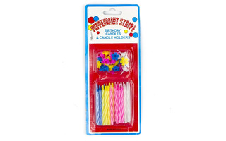 Набор свечей для торта 24шт "Alingar.Полосы-мини" 4,5см с подставками AL6610