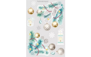 Наклейки новогодние код 510 Шарики на веточках  А3 0201048