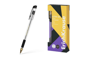 Ручка шариковая "Erich Krause.ULTRA-30 Gold Stic&Grip" черная 0,7мм 61111
