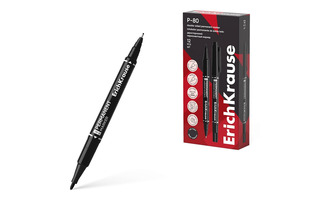 Маркер двухсторонний "ErichKrause.Double P-80" черный 0,4-1.5мм 48183