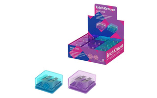 Точилка "ErichKrause.Base Duo.Vivid" 2отверстия с контейнером 60081