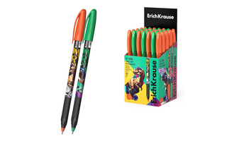 Ручка шариковая "Erich Krause.U-109 Stick&Grip Dino Art" синяя 1мм 63109