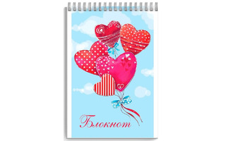 Блокнот А7  40л "Сердца" гребень клетка лак глиттер 65970 Феникс+