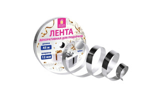 Лента декоративная 1,2см*45м пластик серебристая Золотая сказка 591821
