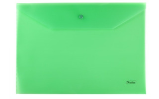 Папка с кнопкой А4 "Hatber" зеленая 180мкм  AKk4_00004