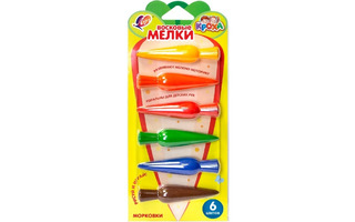 Восковые мелки 6цв "Морковки" фигурные 34С2255-08 Луч