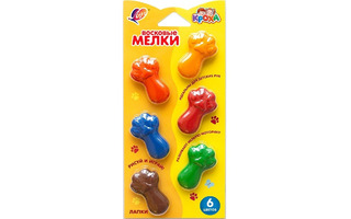 Восковые мелки 6цв "Лапки" фигурные 34С2254-08 Луч