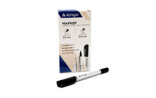 Маркер двухсторонний "Alingar" черный 0,4/1мм AL5537