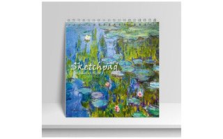 Скетчпад А5+  40л "Водяные лилии.Монэ" 19,5*19,5см спираль софт-тач 120г/м² 15127 АкХолд