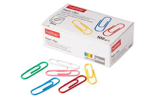 Скрепки 28мм 100шт "Hatber" цветные 100DB_28060