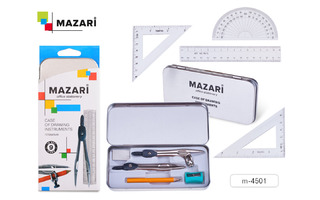 Готовальня  9 предм. Mazari в пласт. футляре М-4501