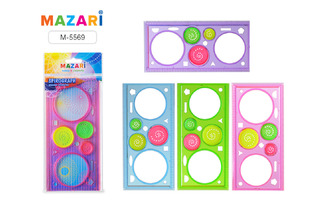 Линейка-спирограф 20см(3 вкладыша)Mazari М-5569