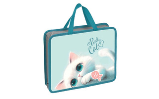 Папка для тетрадей А4 "Пушистик" 1отд молния с ручками 250925 Кокос