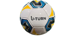 Мяч футбольный "U-Turn.Белый с голубым" 280гр №5 d=22см ПВХ МБ-2413