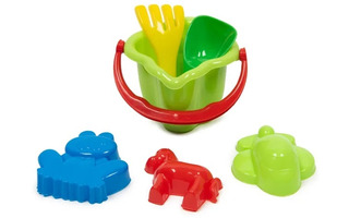 Набор для песка "Лукошко" (ведро+совок+грабли+3 формочки) 14*13*13см 40-0111