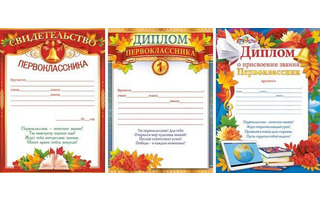 Диплом/свидетельство Первоклассника А5 код 150  160