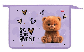 Папка для тетрадей А4 "Пушистый мишка" 1отд молния AMc_03033 Hatber