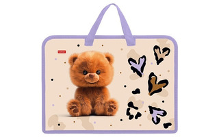 Папка для тетрадей А4 "Пушистый мишка" 35мм молния с ручками AMn_07081 Hatber