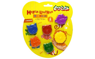 Восковые мелки 6цв "Каляка-Маляка.Зверята" фигурные КВЗП6