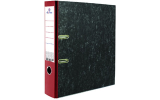 Папка-регистратор 75мм "DeVente.Attomex" мраморная красная, мет кант 3090308