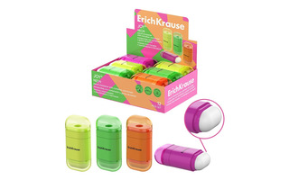 Точилка "ErichKrause JOY®.Neon" с контейнером, с ластиком 60075