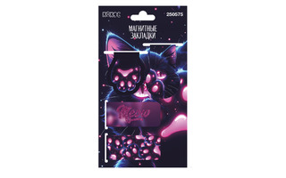Закладки- магниты  "Cosmo Cat" 2,5*5,5см (цена за набор 4шт) 250575 (1330) Кокос