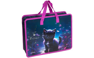 Папка для тетрадей А4 "DeVente.Beautiful Cat.3D" 500мкм 1отд 10см молния с ручками 8057553