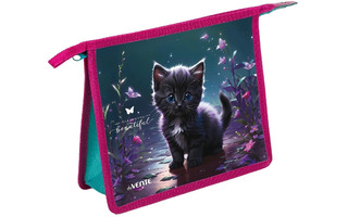 Папка для тетрадей А5 "DeVente.Beautiful Cat.3D" 400мкм 1отд 8см молния 8056568