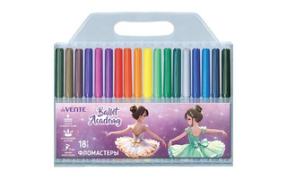 Фломастеры 18цв "deVente.Ballet Academy" вентелир. колпачки 5082524