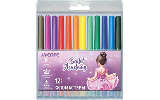 Фломастеры 12цв "deVente.Ballet Academy" вентелир. колпачки 5081524