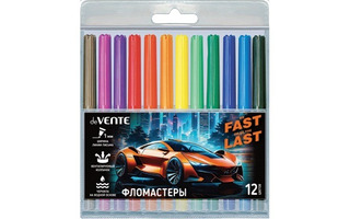 Фломастеры 12цв "deVente.Fast Or Last" вентелир. колпачки 5081528