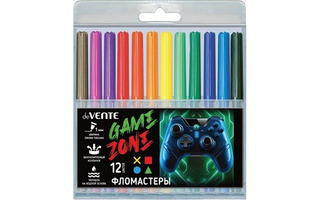 Фломастеры 12цв "deVente.Gamer" вентелир. колпачки 5081525
