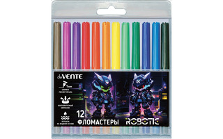 Фломастеры 12цв "deVente.Robotic" вентелир. колпачки 5081529