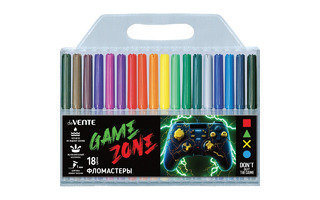 Фломастеры 18цв "deVente.Gamer" вентелир. колпачки 5082525