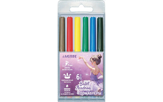 Фломастеры  6цв "deVente.Ballet Academy" вентелир. колпачки 5080524