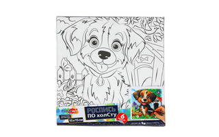 Картина для рисования по контуру "Щенок во дворе" 15*15см CANV15X15-118891 383327 (5053)