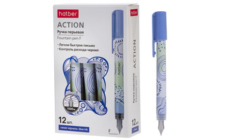 Ручка перьевая "Hatber.ACTION" перо тонкое F синяя FP_085077