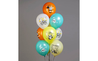 Шары 12" "С днем рождения!Веселые панды" (25шт) Ч56091