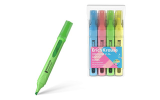 Набор текстовыделителей  4шт "ErichKrause.Visioline V-14 Liquid Pastel" жидкие чернила 58360