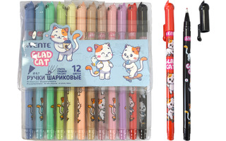 Набор 12 шариковых ручек "deVente.Glad cat" 0,7мм 5073538